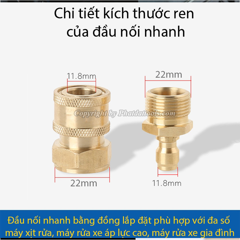 Khớp nối nhanh đầu nước ra máy xịt rửa áp lực cao, máy rửa xe