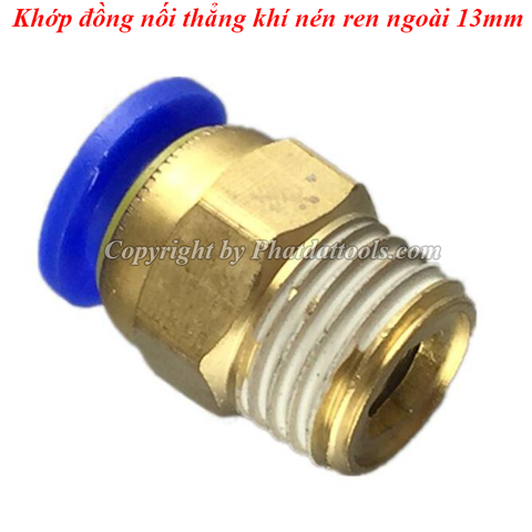 Khớp đồng nối thẳng khí nén 1 đầu ren 13mm