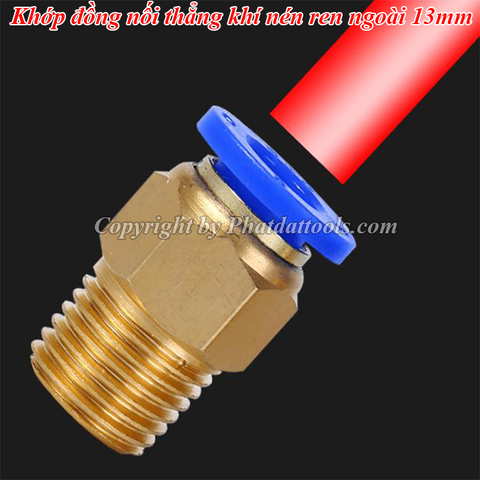 Khớp đồng nối thẳng khí nén 1 đầu ren 13mm