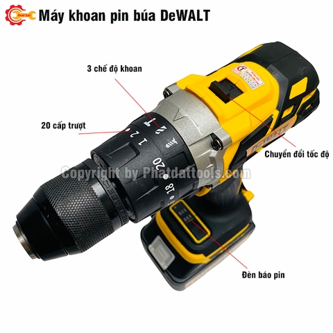 Máy Khoan Pin Búa Động Cơ Từ DeWALT Đầu Kẹp 13mm