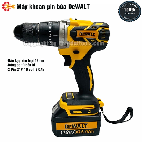 Máy Khoan Pin Búa Động Cơ Từ DeWALT Đầu Kẹp 13mm