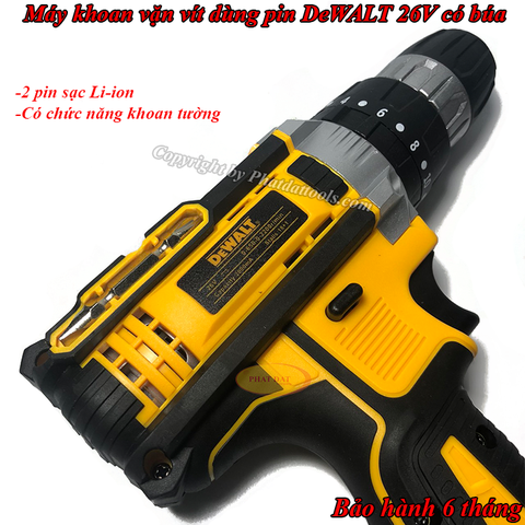 Máy khoan vặn vít dùng pin DeWALT 26V Có Búa