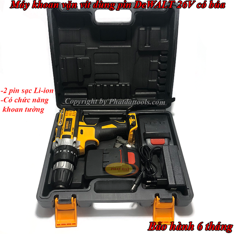 Máy khoan vặn vít dùng pin DeWALT 26V Có Búa