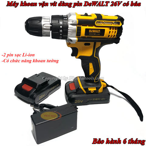 Máy khoan vặn vít dùng pin DeWALT 26V Có Búa