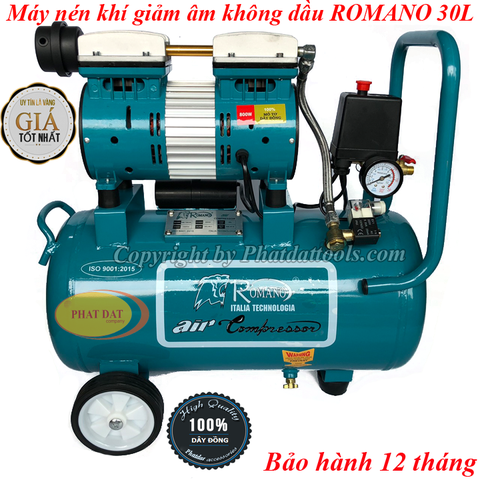 Máy nén khí sạch giảm âm không dầu ROMANO 30L 800W