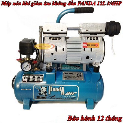 Máy nén khí giảm âm không dầu PANDA 12L 3/4HP