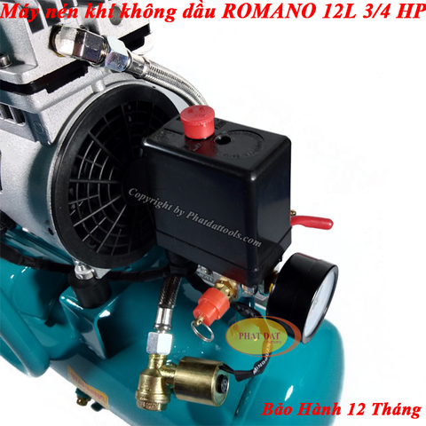 Máy Nén Khí Giảm Âm Không Dầu ROMANO 12L 3/4HP