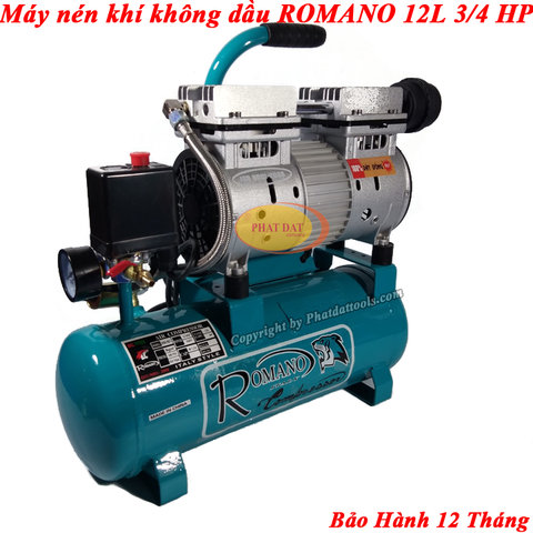 Máy Nén Khí Giảm Âm Không Dầu ROMANO 12L 3/4HP