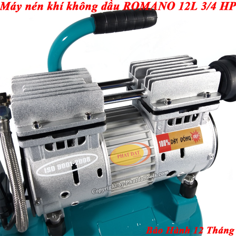 Máy Nén Khí Giảm Âm Không Dầu ROMANO 12L 3/4HP