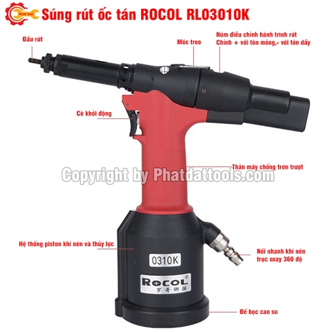 Máy rút ốc tán dùng hơi ROCOL R0310