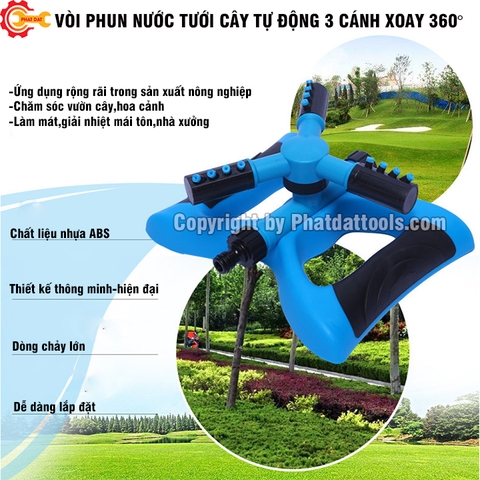 Vòi Phun Nước Tưới Cây Tự Động 3 Cánh (Đế Cánh Bướm)