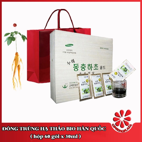 Đông trùng hạ thảo Bio Hàn Quốc hộp gỗ trắng 60 gói x 30ml
