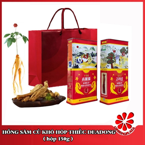 Hồng sâm củ khô hộp thiếc Daedong Hộp 150g