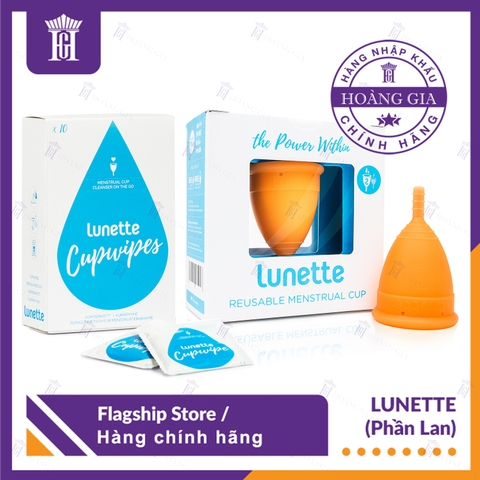 Combo Cốc nguyệt san Lunette (Hộp vuông) - Hàng chính hãng + Hộp Giấy Lau Tiệt Trùng Cốc