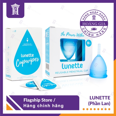 Combo Cốc nguyệt san Lunette (Hộp vuông) - Hàng chính hãng + Hộp Giấy Lau Tiệt Trùng Cốc