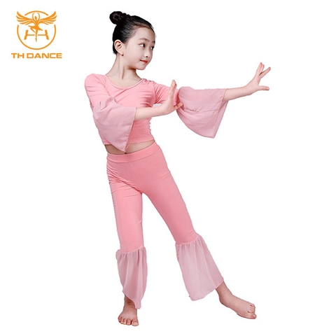 TRANG PHỤC YOGA TRẺ EM - BỘ CHIFON TRẮNG-HỒNG