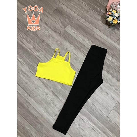 ĐỒ TẬP YOGA CHO BÉ - LEGGING ĐEN PHỐI ÁO DÂY