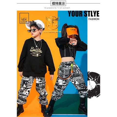 TRANG PHỤC HỌC NHẢY HIỆN ĐẠI TRẺ EM - CROP TAY LỠ SUP PANTS