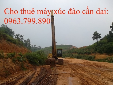 cho thuê máy xúc đào bánh xích cần dài 18 m