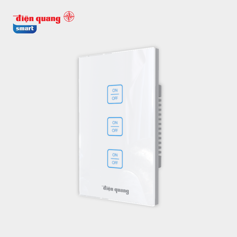 Công Tắc Cảm Ứng Apollo ĐQ SW1.1 R 03 01 WiFi ( Kiểu màu trắng, 3 nút, chữ nhật, 3 kênh điều khiển ON/OFF, WiFi ) Điện Quang