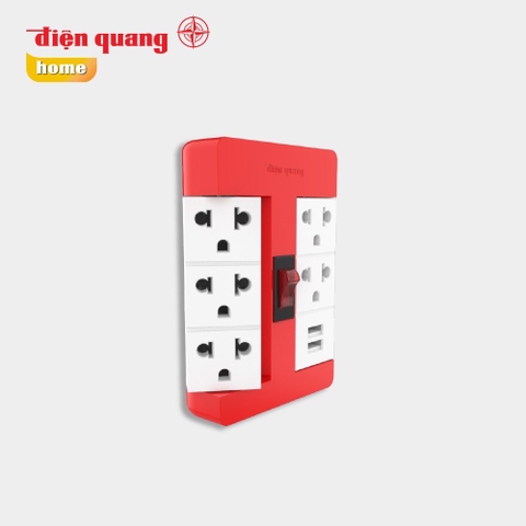 Ổ cắm Xoay 90° Điện Quang ĐQ ESK RT 53RW 2USB ( 5 lỗ 3 chấu, 2USB, nhiều màu)