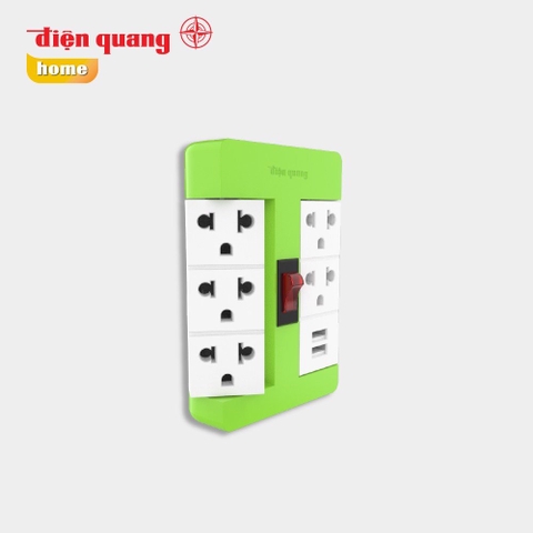 Ổ cắm Xoay 90° Điện Quang ĐQ ESK RT 53RW 2USB ( 5 lỗ 3 chấu, 2USB, nhiều màu)