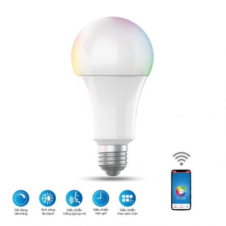 Đèn Led bulb A60 RGBW/9W.WF Rạng Đông