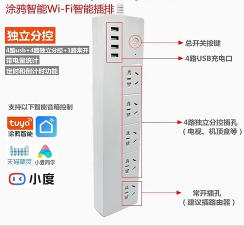 Ổ cắm điện thông minh wifi có cổng sạc USB dùng app Tuya/ Smart Life LW546