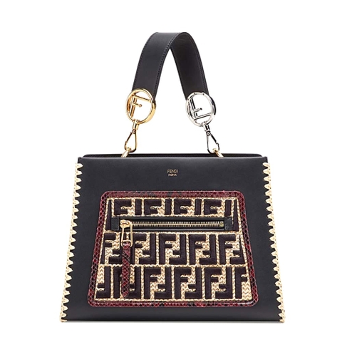 TÚI Fendi Women Runaway Small Exotic Multicolor Leather Raffia Bag-Black