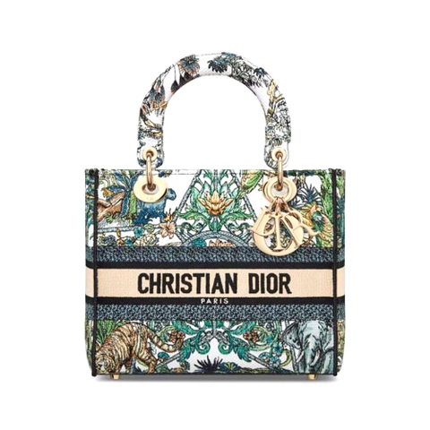TÚI Dior Women Medium Lady D-lite Bag White Multicolor Étoile de Voyage Embroidery