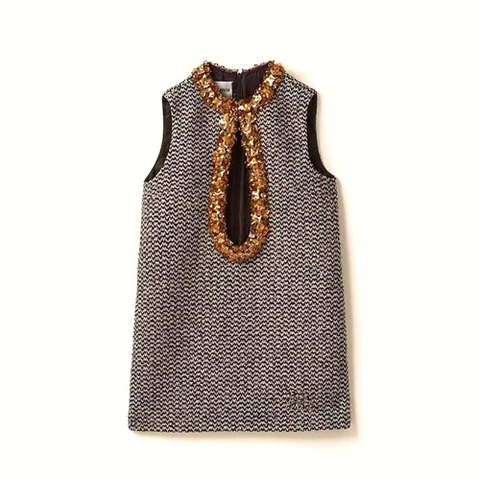 VÁY Miu Miu Women Embroidered Bouclé Mini-dress with Embroidered Logo