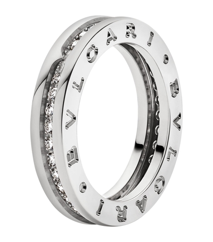 Nhẫn BVLGARI White Gold and Diamond B.zero1 One-Band Ring vàng trắng 18K