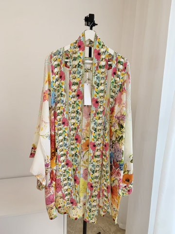 VÁY CAMILLA V NECK Floral Silk Chain Diamond Short High Classy
