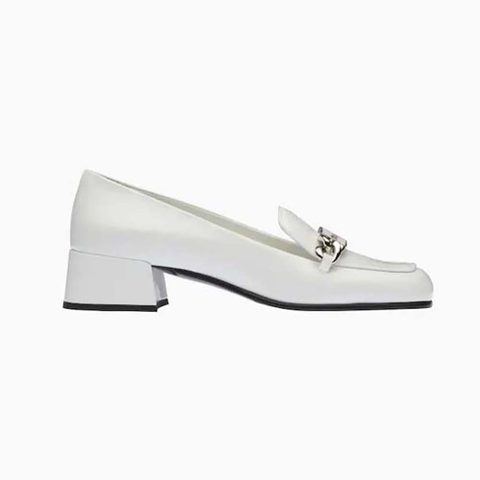 GIÀY Miu Miu Women Patent Leather Loafers in 35 mm Heel Height-White