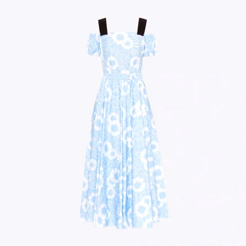 Váy Prada Women Printed Poplin Dress-Blue
