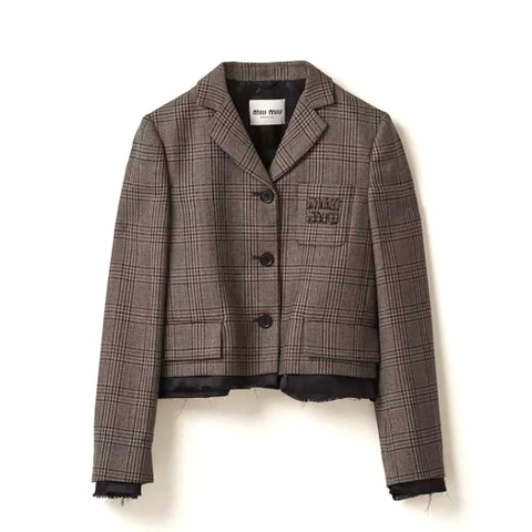 ÁO Miu Miu Women Single-breasted Prince of Wales Check Jacket