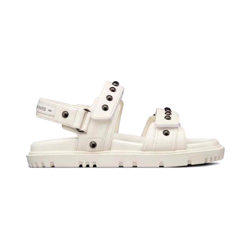 DÉP SANDALS Dior Women Dioract Sandal White Lambskin and Silver-Finish Rivets