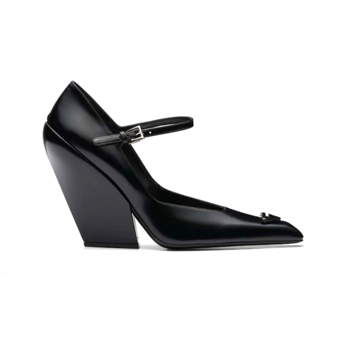 GIÀY Prada Women Brushed Leather Pumps-Black