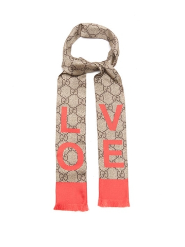 KHĂN LỤA GUCCI GG Love-print silk scarf