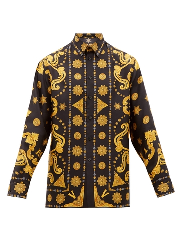 ÁO SƠ MI VERSACE Medusa-print silk-twill shirt