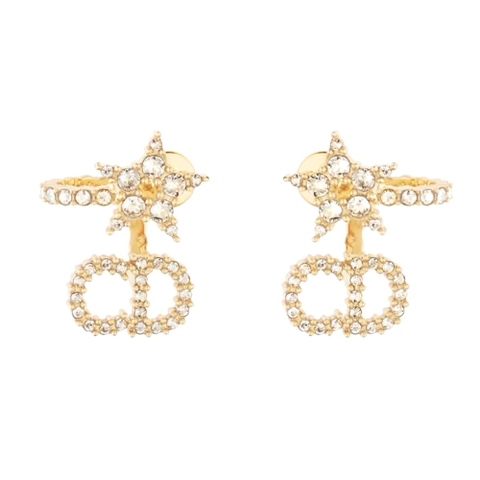 Bông tai Dior Women Clair D Lune Earrings Gold-Finish Metal and White Crystals