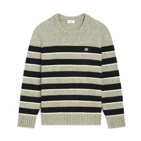 ÁO Celine Triomphe Crew Neck Sweater in Striped Wool