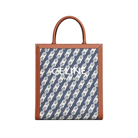 TÚI Celine Women Small Vertical Cabas Celine in Maillon Triomphe Jacquard and Calfskin