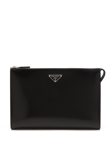 TÚI PRADA Triangle logo-plaque leather pouch