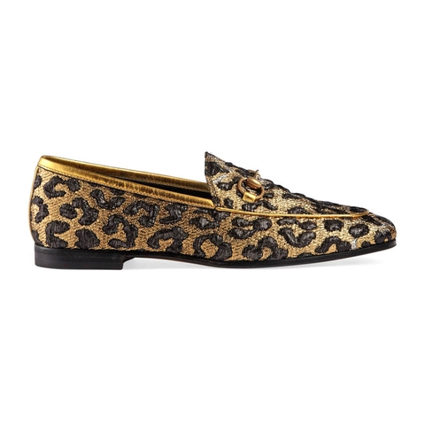 Gucci Jordaan leopard jacquard loafer