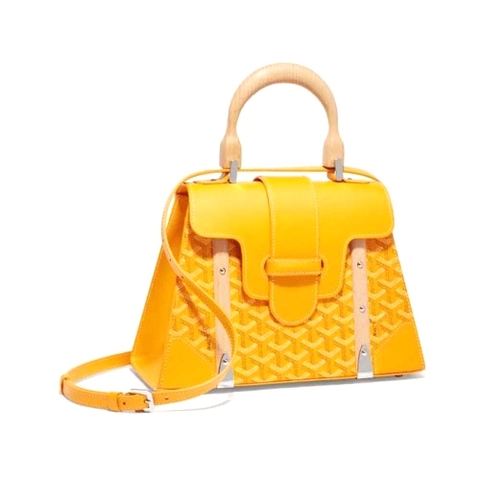 TÚI Goyard Women Sac Saïgon PM in Toile Goyardine & Clamecy Calfskin-Yellow
