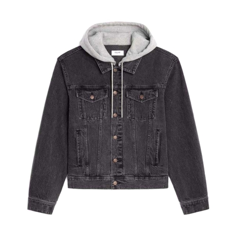 ÁO Celine Men Trucker Jacket in Charcoal Wash Denim