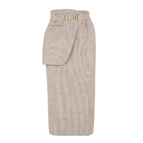 Chân Váy Fendi Women Beige Houndstooth Wool Skirt