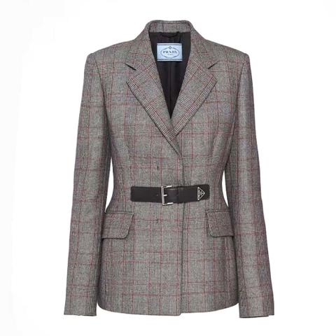 ÁO Prada Women Single-breasted Prince of Wales Jacket