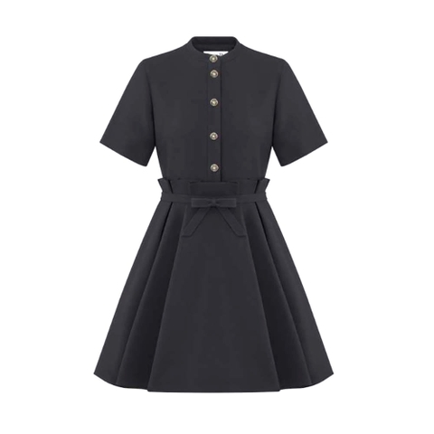 VÁY Dior Women Short Flared Dress Black Wool and Silk